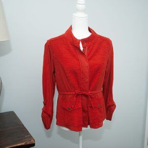 Anthropologie Saturday Sunday Cardigan medium Petite Burgundy snap tie Pocket